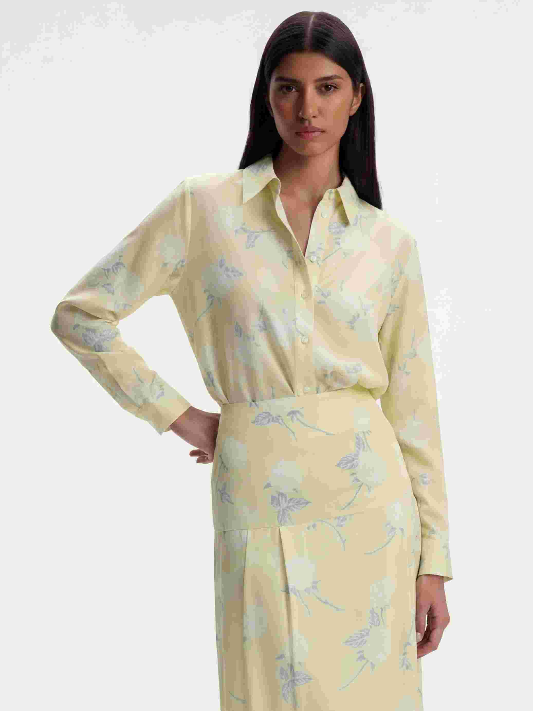 Viscose-Silk Roses Print Blouse & Skirt — Brand New With Tags