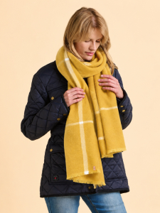 One Off Job Lot of 5 Ladies Brakeburn Mustard Check Blanket Scarves