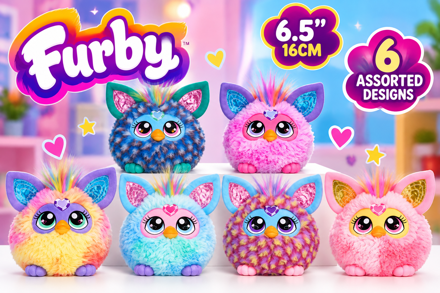6.5” Furby Plush Toys – 6 Assorted Designs – 48 Per Carton – Wholesale