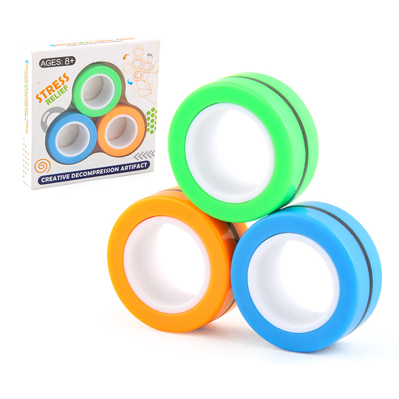 42 x Magnetic Fidget Spinner Ring Sets 3 Pack Stress Relief Sensory Toys