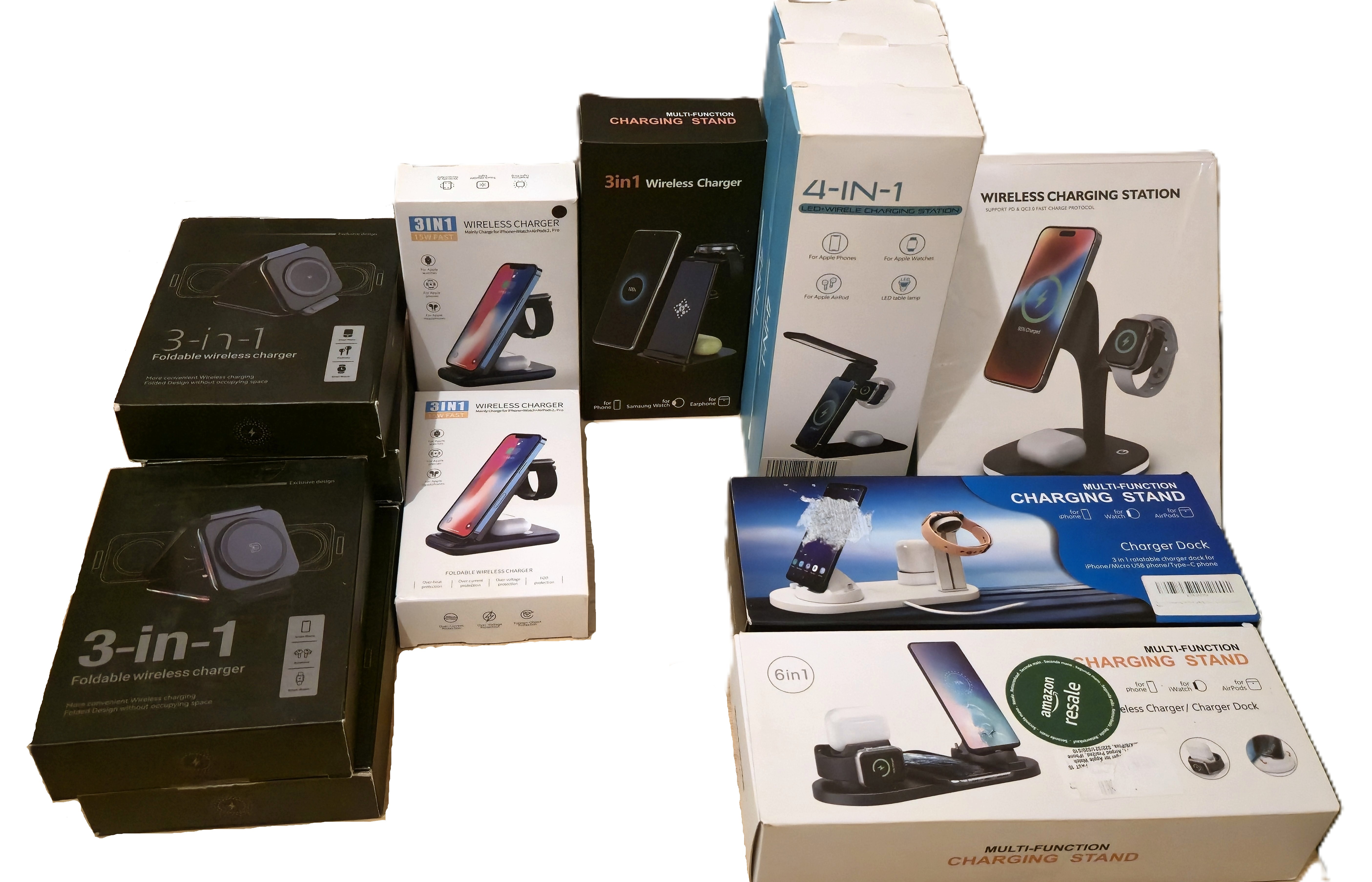 Wireless Charging Station Multifunction 6-in-1 Fast Qi Wireless Charger Dock Stand, iPhone Samsung  14 Units - RRP £619.86
