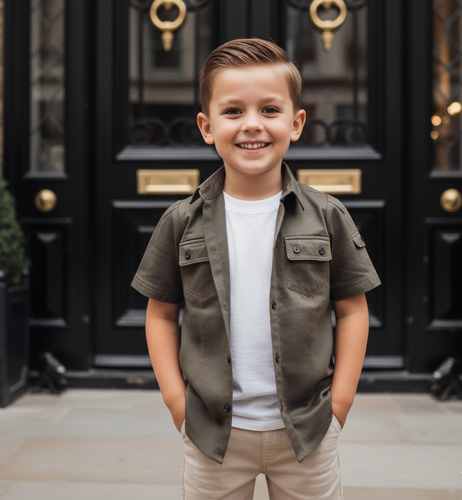 Boys Summer Smart Casual Button Top Cotton Short Sleeve Shirt 3-5 Years