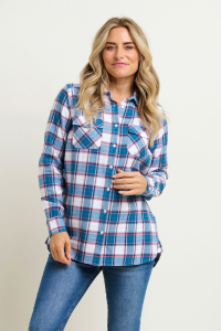 Job Lot of 2 Brakeburn Women's Blue Lucille Flannel Shirts