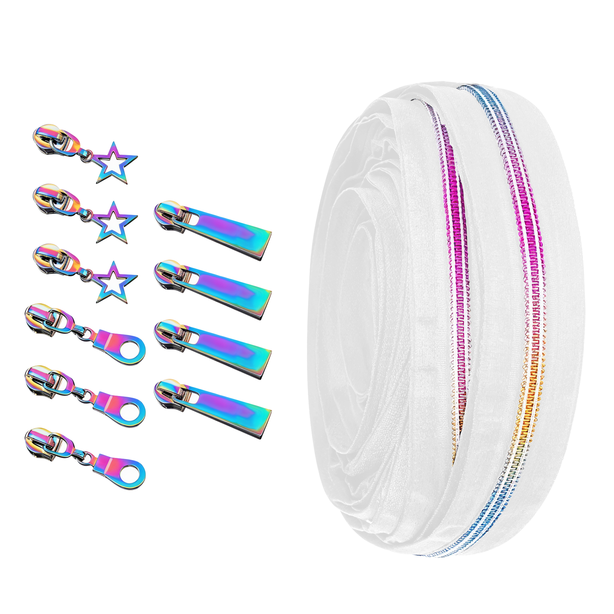 Nylon Zipper Tape & Metal Pulls – 55-Piece Job Lot