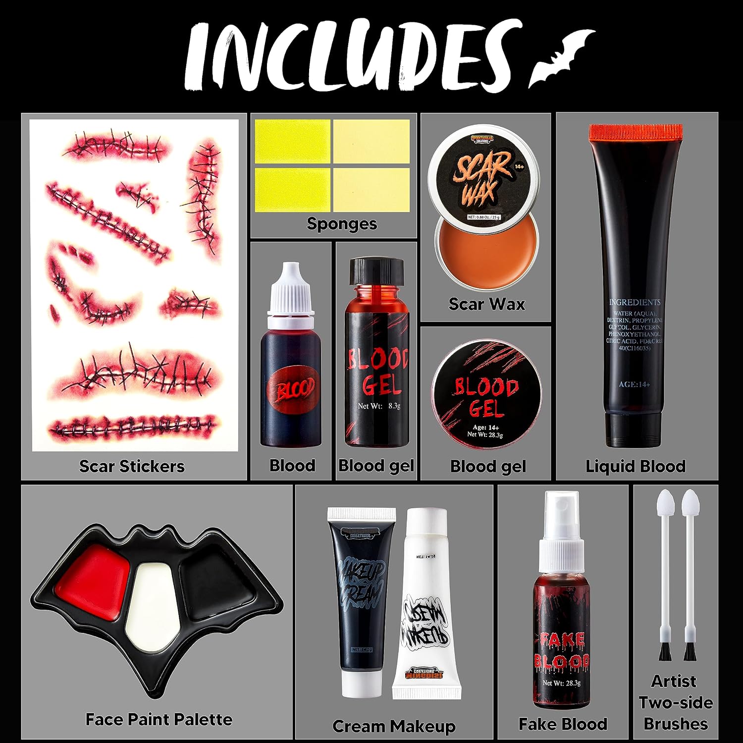 30 Halloween Face-Paint Kits – 16 Pieces Per Kit