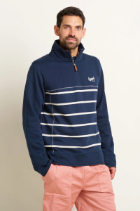 Job Lot of 10 Brakeburn Men's Stripe Quarter Zip Sweatshirt - Navy (SS24)