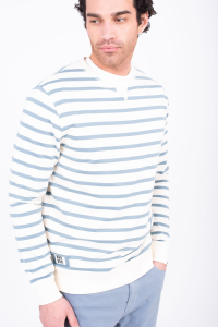 3 x Brakeburn Men's Cream Striped Sweatshirts | SS22