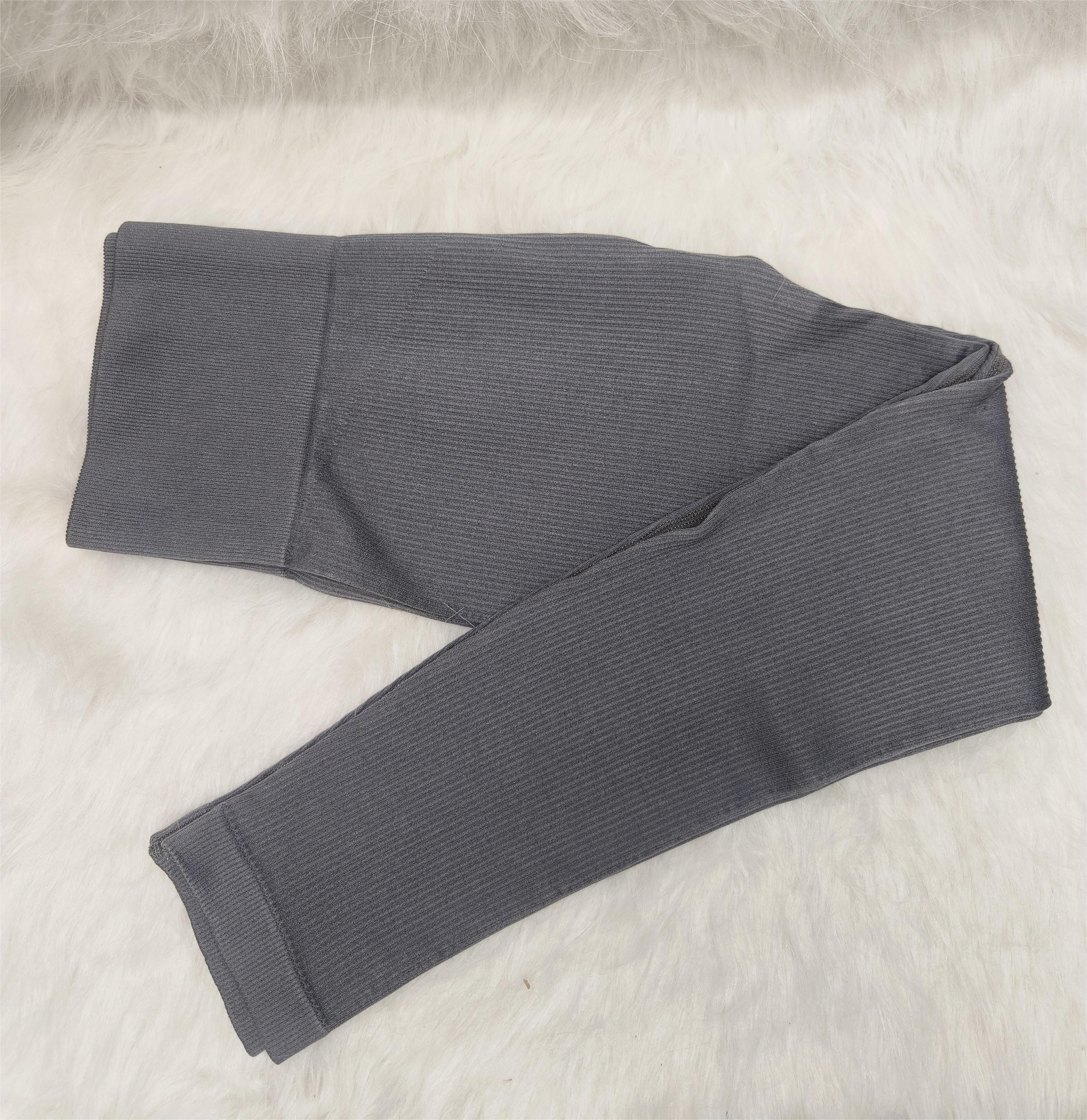 40x Women's Ribbed High-Waist Yoga Pants – Full Length, Grey, 10 of Each UK 6-8, 10, 12-14, 16-18