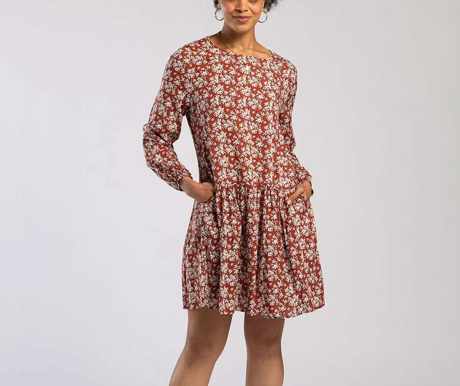 Bundle] 42 Pentlebay Tiered Mini Smock Dresses in Tan White Floral (New with tags), Sizes UK12 - UK18