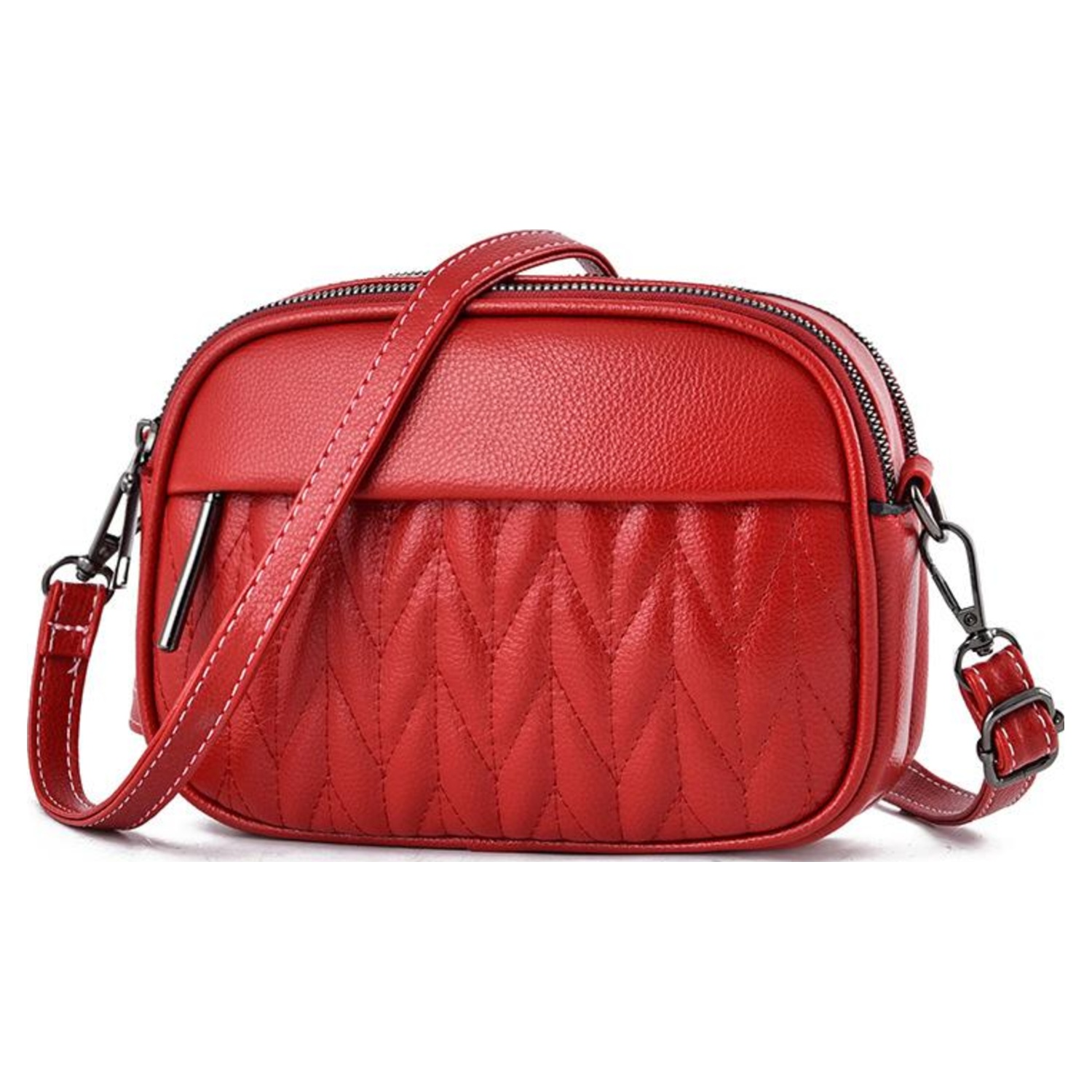 Mix 40pcs -Soft PU Double Zipper Quilted Camera Bag Cross Body Bag Pewter Hardware - 2088