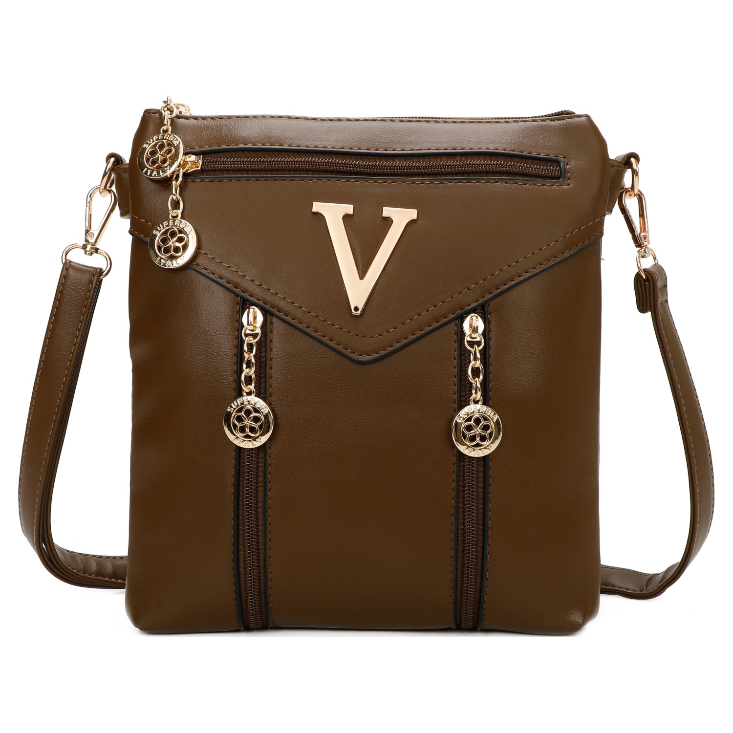 40PCS  MIX -Soft PU Large Multi Zips V Cross Body Bag Shoulder Bag-9128