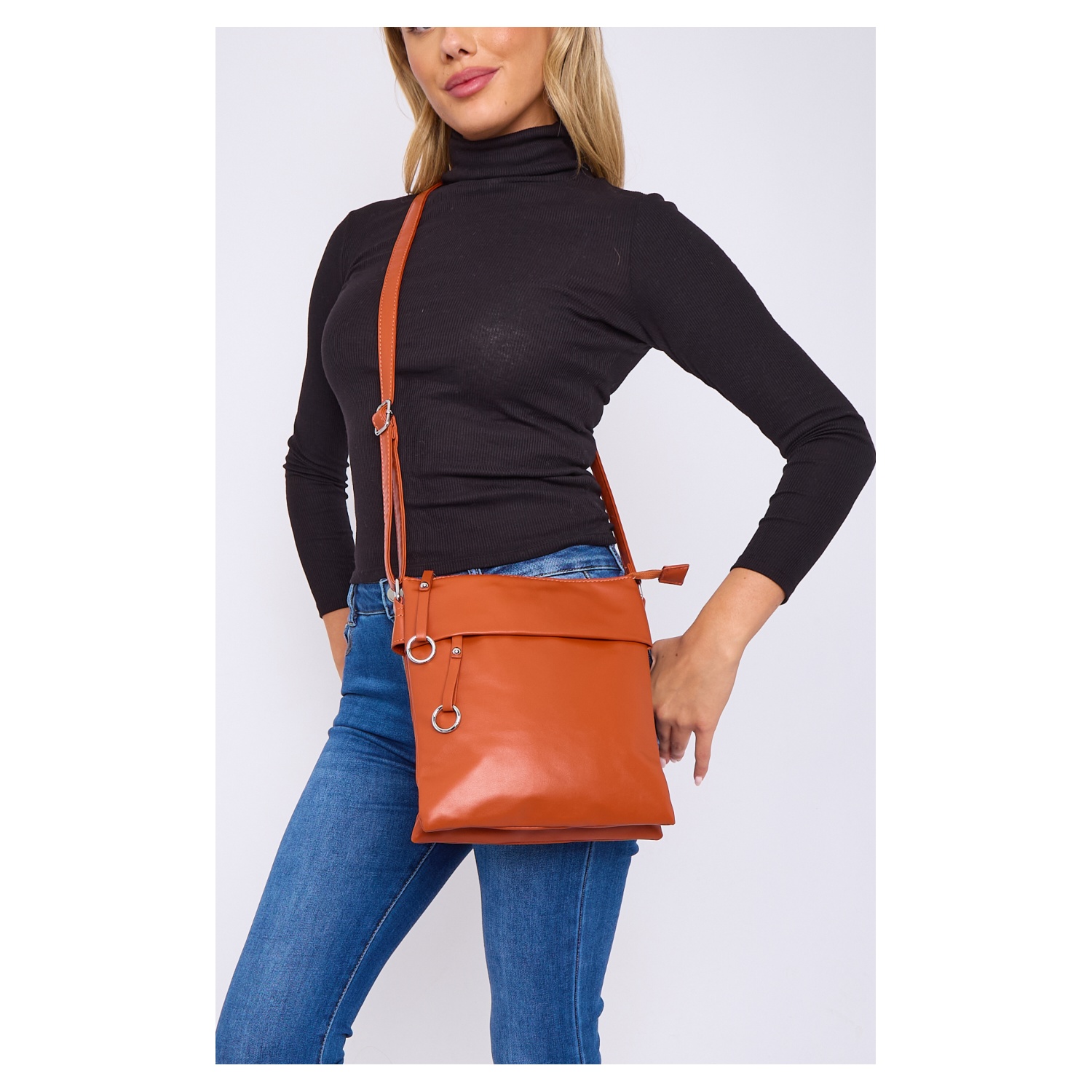 Mix 40pcs-Soft Pu Silver-toned 2 compartment Cross Body Bag -9327