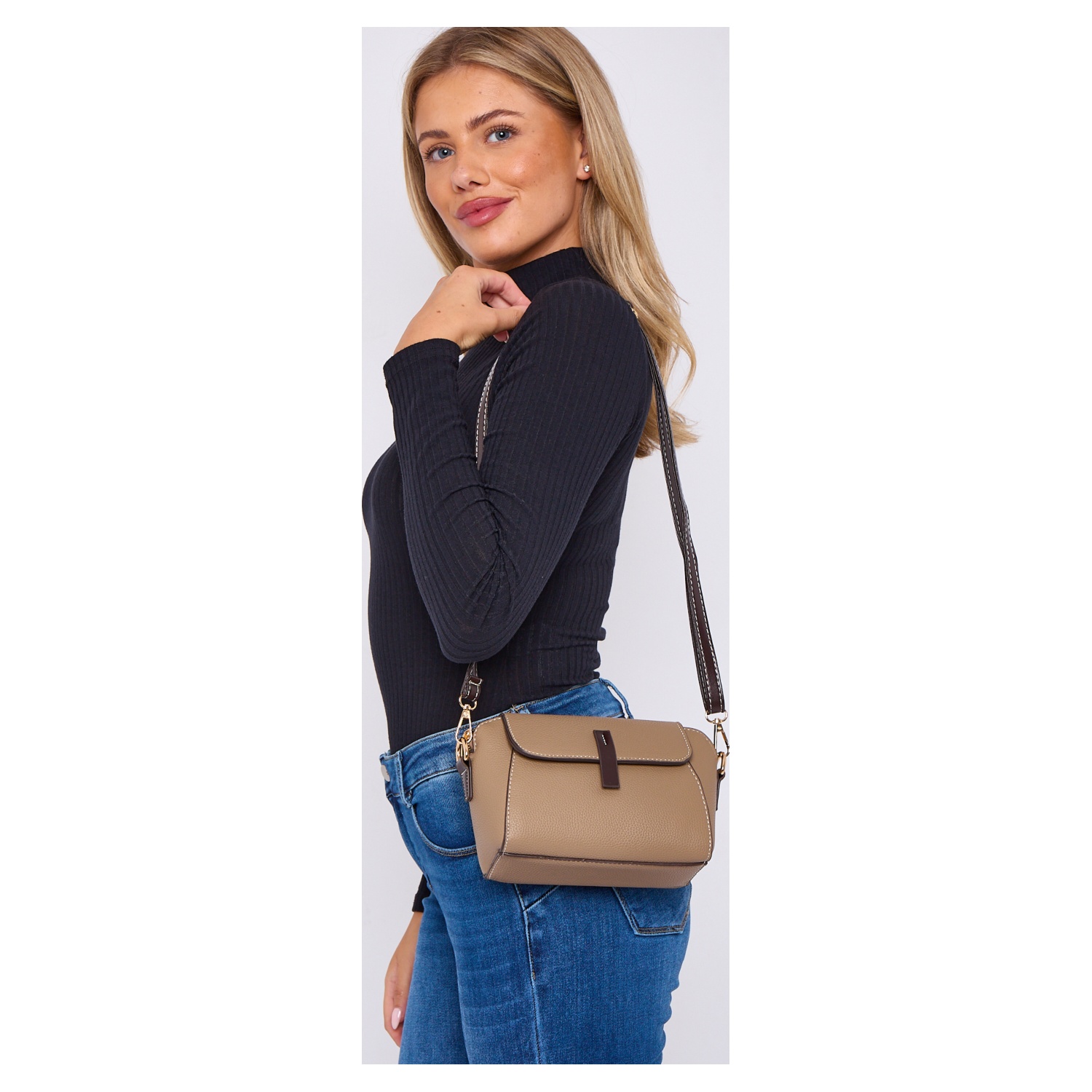 MIX 40 PCS -Small PU Two-toned Flap Over Cross Body Bag-6836
