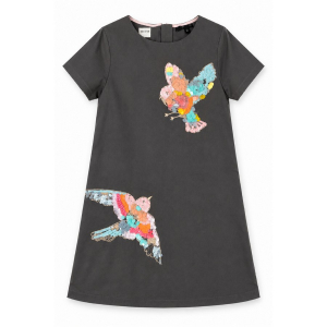 One Off Job Lot of 13 Ex-Chainstore Girls Grey Sequin Bird Dresses – Ages 4-10