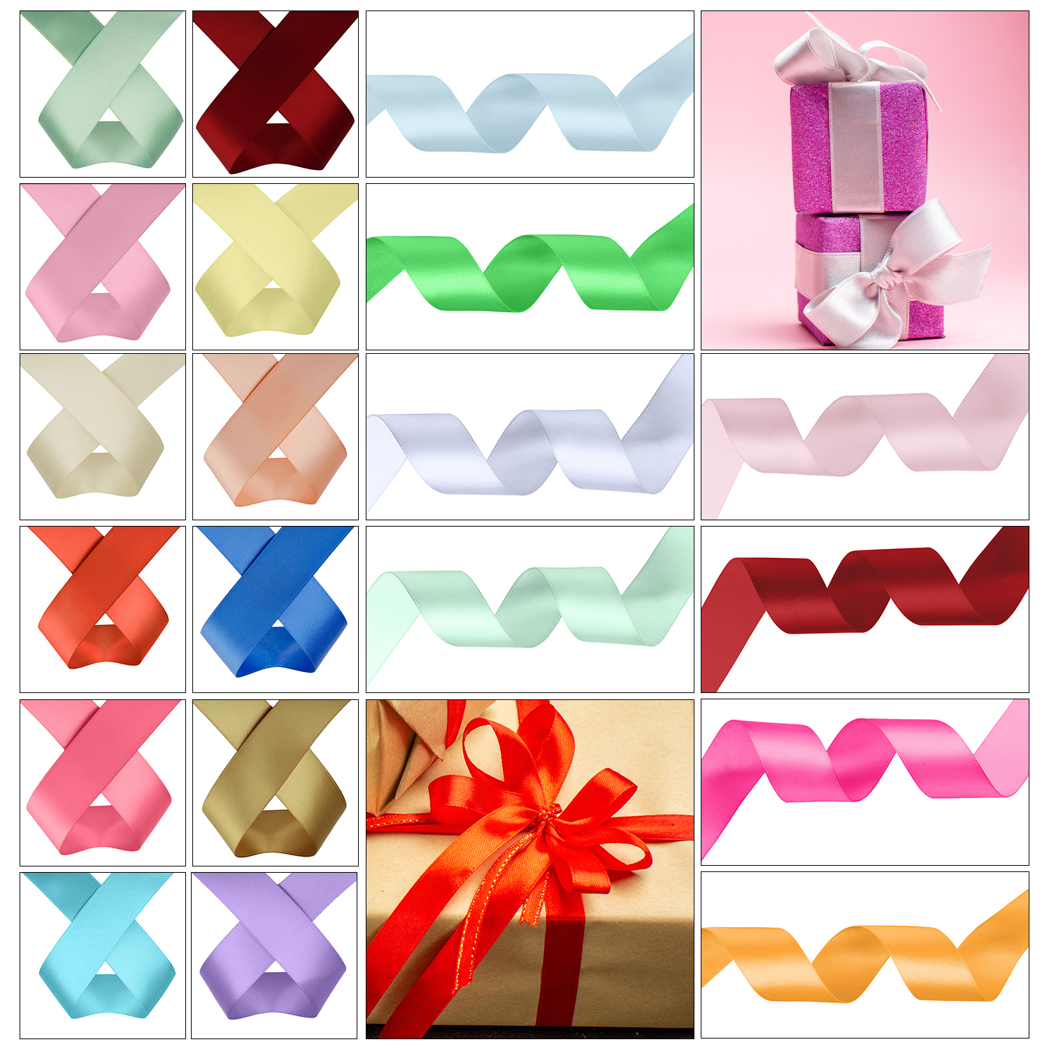 Wholesale Ribbon 50mm Double Sided Craft Ribbon 1m Rolls Mixed Colours 500 Pcs Bulk Lot