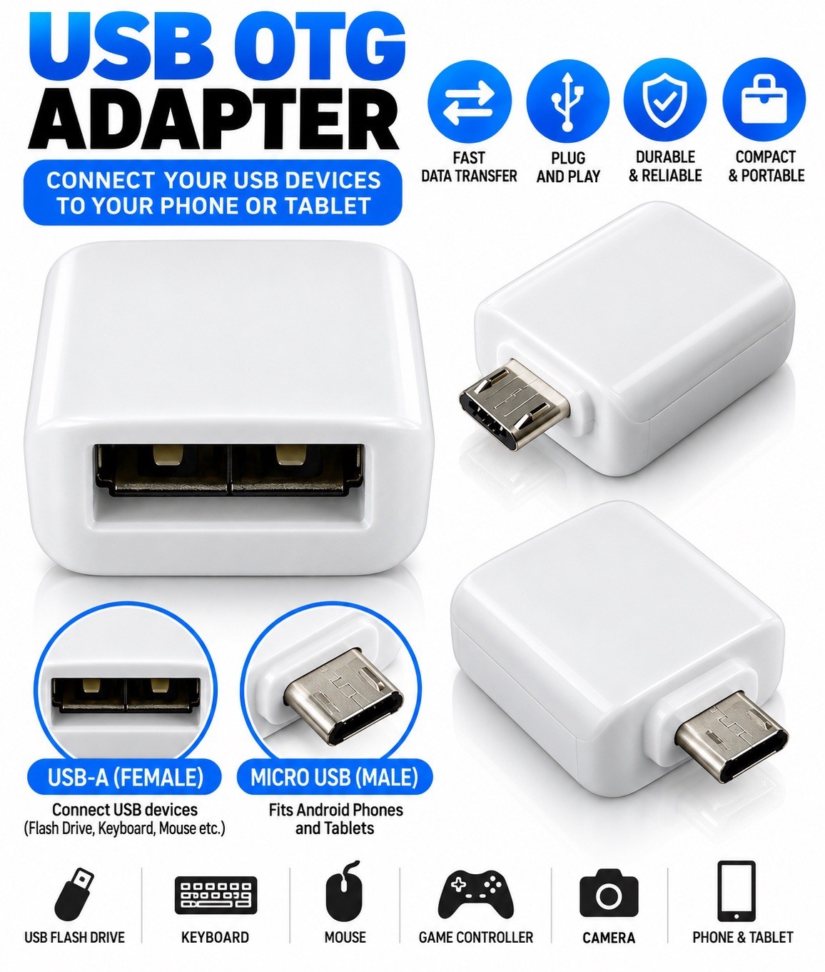 Genuine Samsung GH96-09728A Android Mobile Tablet Micro USB OTG Adapter Male Host To USB Female