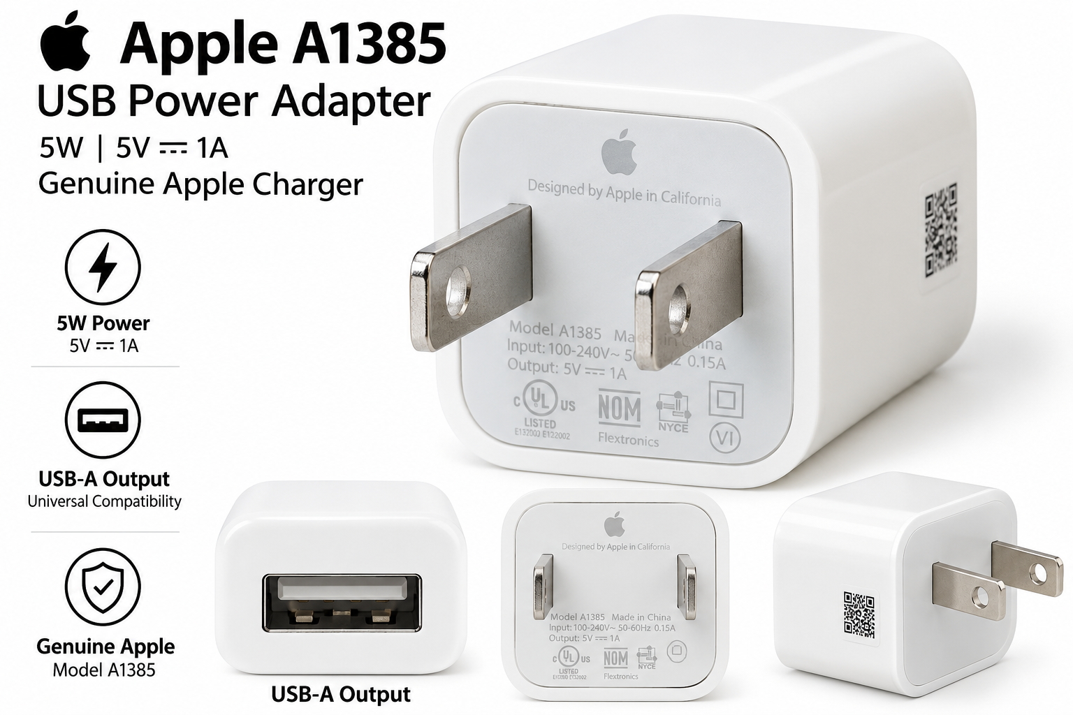 10 X Genuine Apple A1385 USB 1A charger plug usb amercian version