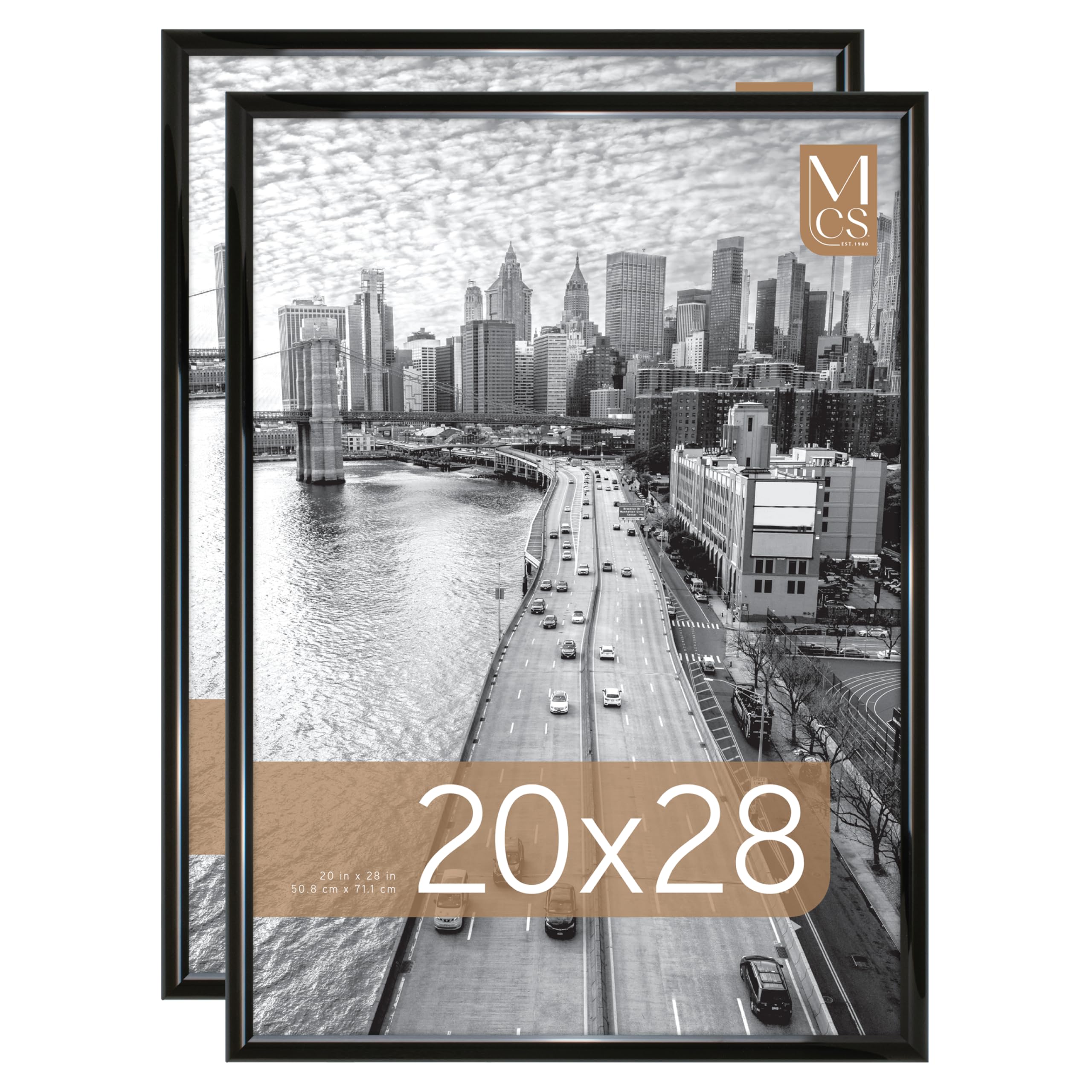  200 X MCS Trendsetter 20x28 Poster Frame Black High-Gloss, Vertical & Horizontal Wall Hanging Large Picture Frame for Photos, Posters & Art Prints (2