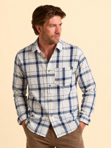 One Off Job Lot of 5 Brakeburn Men's Cream Long Sleeve Checked Shirts (S-XXL)