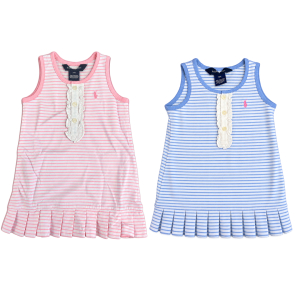 One Off Job Lot of 21 Ralph Lauren Baby Girls’ Striped Dresses – 9–12 Months