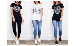 Joblot of 200 Ladies Animal T Shirts Womens Tiger Pug Owl Print