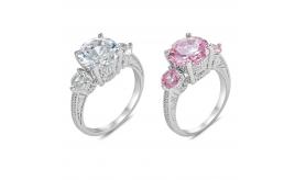 40pc Crystal Clear & Pink Cubic Zirconia Rings Size & Colour Variation (4 sizes, 5Pcs for each size, two colours)/GCJ027028)