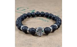 10pc_Black Panther Head Lava  Beaded Bracelet_UK Seller_GCJ202