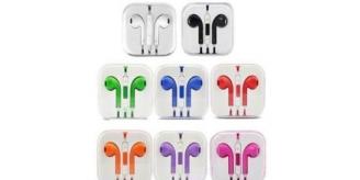 100 X NEW MIXED COLOUR EARBUD HEADPHONE WITH MIC & VOLUME CONTROL With Retail Box