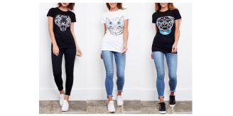 Joblot of 200 Ladies Animal T Shirts Womens Tiger Pug Owl Print