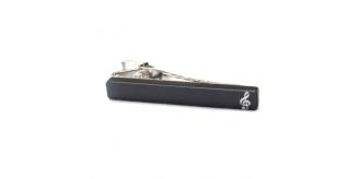 Black Acrylic Music Note Pattern tie clip