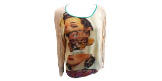 Wholesale Joblot of 10 Amy Gee Ladies Long Sleeve 'Face' T-Shirts XS-XL