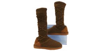 Wholesale Joblot of 10 Voi Jeans Womens Dendera Knitted Boot Chestnut Sizes 3-8