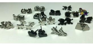 Wholesale Lot Of 100 Pairs Of Silver & Black Stainless Steel Studs Many Styles