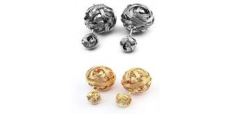 Wholesale Joblot of 5 Queen Marie Metal Earrings Charcoal & Gold