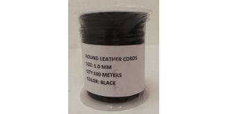 Joblot of 500m Black Real Leather Round Cords 4 Shades 1mm Wide