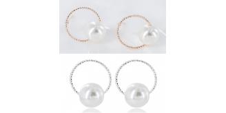 One Off Joblot of 16 Womens Faux-Pearl With Ring Stud Earrings 2 Colours