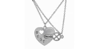 One Off Joblot of 14 Best Friend Heart & Key Duo Necklaces Silver