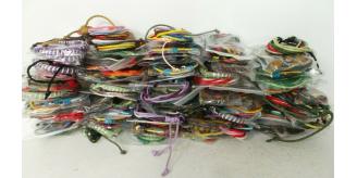 200 Natural & Waxed Cord Surfer, Festival Bracelets Some With Leather Throngs Or Beads