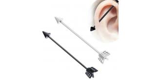 Wholesale Joblot Of 20 Arrow 16G 35mm Long Industrial Barbell Bars Ear Piercings Black & Silver