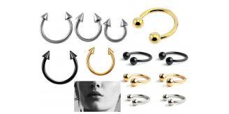 50 Stainless Steel Horseshoe Lip Ring, Septum, Nipple Body Piercings Spike & Round Mixed Sizes