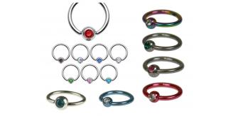 Joblot Of 50 Stainless Steel Crystal Captive Ball Ring Piercings Mixed Colours & Sizes