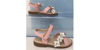 One Off Joblot of 5 IL Gufo Girls Pink Leather Sandals with Flower Detail