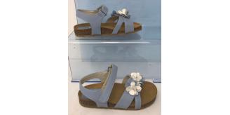 One Off Joblot of 4 IL Gufo Girls Blue Leather Sandals with Flower Detail