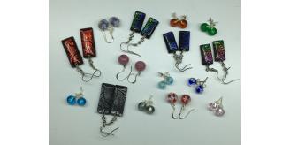 Wholesale Joblot Of 20 Handmade Venetian Glass Earrings Dichroic, Flower & Foil