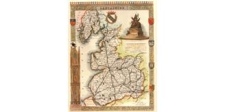 95 Lancashire 19th Century Reproduction Thomas Moule Decorative Antique Maps