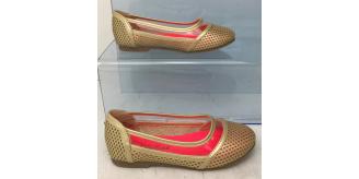 One Off Joblot of 8 Billieblush Openwork Ballerina Flat in Gold Sizes 7.5 - 2