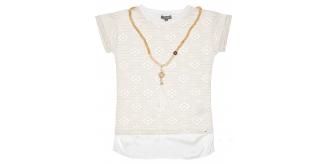 One Off Joblot of 4 Miss Grant Girls Ivory & Gold Top with Necklace 3 Sizes