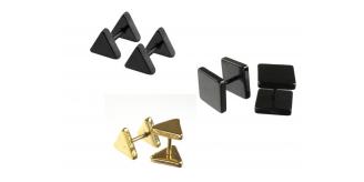 Wholesale Joblot Of 50 Black & Gold Stainless Steel Triangle & Square Stud Earrings