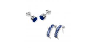 20  Two Designs Blue Sapphire Cubic Zirconia gemstone Earrings Set UK (10pairs per design) Free PouchFree bags/GCJ017019
