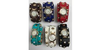 Wholesale Joblot of 10 Ladies Double Wrap Cuff Watches In 6 Colours